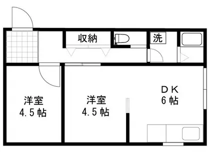粋昌ハウス(2DK/2階)の間取り写真