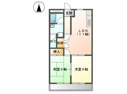 Tハピネス(2LDK/1階)の間取り写真