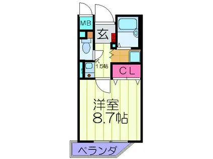 ビューハイツ南野(1K/1階)の間取り写真