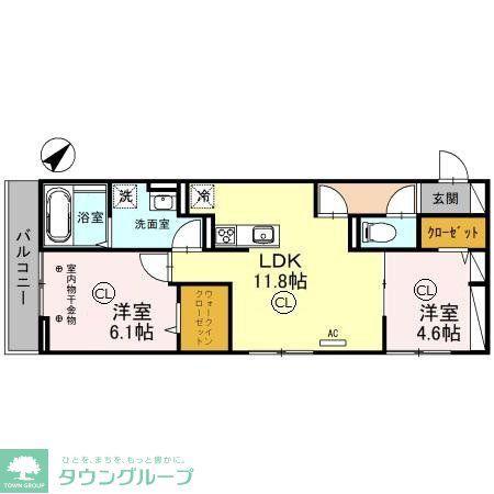 ベルクレスト(2LDK/3階)の間取り写真
