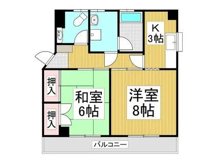 ハイツミヤザワ(2K/1階)の間取り写真