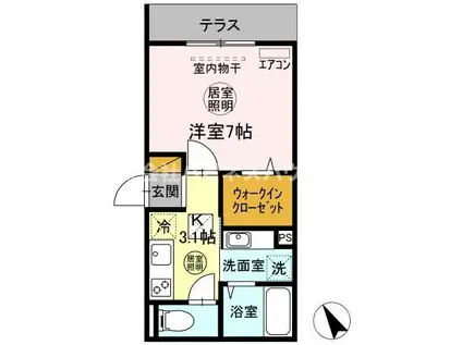 リバービレッジ101(1K/1階)の間取り写真