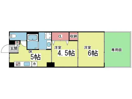 甲南コーポラス(2DK/1階)の間取り写真