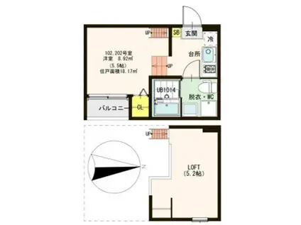 ハーモニーテラス今市II(1K/1階)の間取り写真