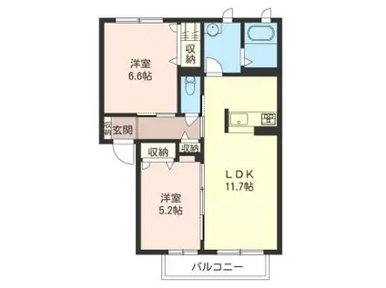 オークヴィレッジ(2LDK/2階)の間取り写真