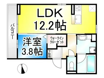 グランコスモHT(1LDK/1階)の間取り写真