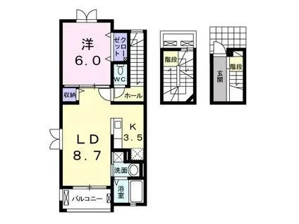 ウィステリア(1LDK/3階)の間取り写真