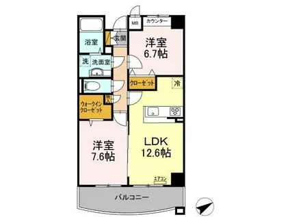 ベルファミーユ高根台III(2LDK/2階)の間取り写真