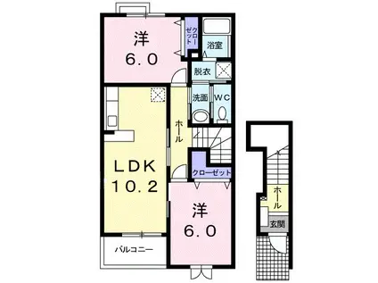 サフラワー(2LDK/2階)の間取り写真