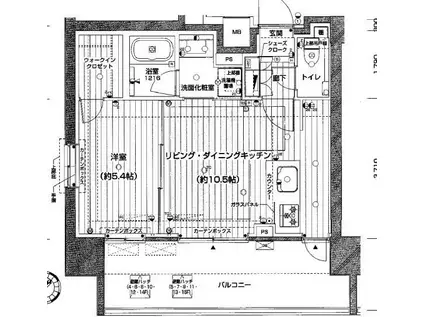 アデニウム東神田(1LDK/9階)の間取り写真