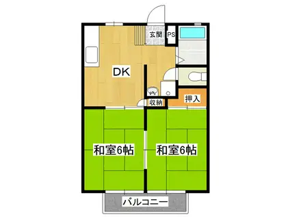 サンハイツ東(2DK/2階)の間取り写真