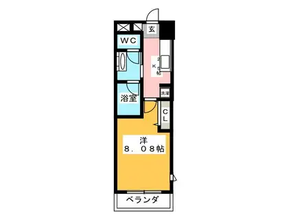 FLUKE登戸(1K/3階)の間取り写真