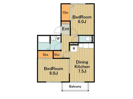 心の参番館(2DK/1階)の間取り写真