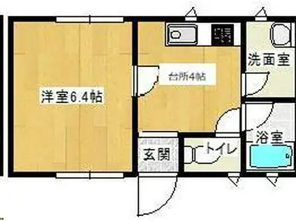 シーパレス(1K/2階)の間取り写真