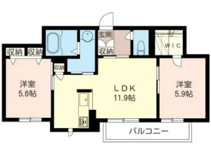 エスポワール(2LDK/2階)の間取り写真