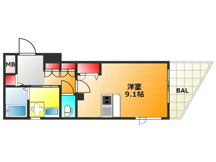 プレサンス心斎橋リベルタ(ワンルーム/9階)の間取り写真