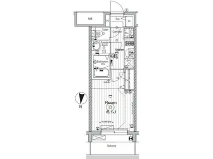 メイクス矢場町(1K/8階)の間取り写真