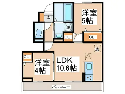 エクセル新治(2LDK/1階)の間取り写真