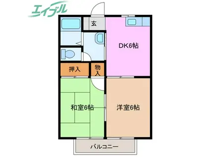 ビバリーアオバ(2DK/2階)の間取り写真
