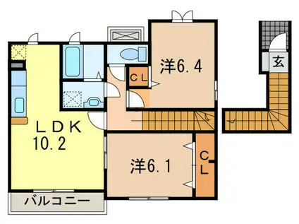 ルミエール魚住(2LDK/2階)の間取り写真