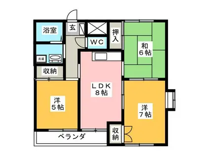 サンライズいわざき(3DK/3階)の間取り写真