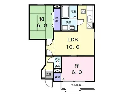クレセール紗音(2LDK/1階)の間取り写真