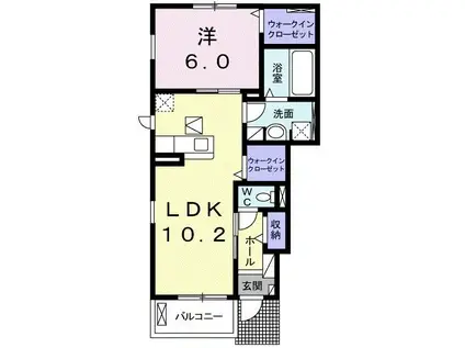 テンダリー・ガーデン(1LDK/1階)の間取り写真