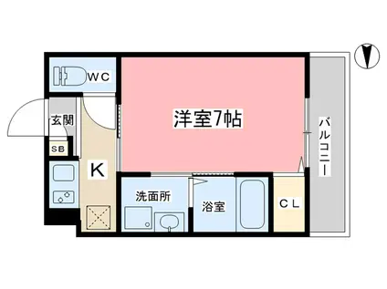 BRIGHENCE 御陵南 イースト(1K/2階)の間取り写真