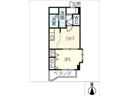 ラポアール(1DK/2階)の間取り写真