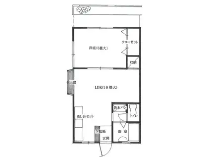 平田ハイツ(1LDK/1階)の間取り写真