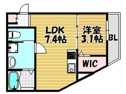 コスモクレスト荒本(1DK/3階)の間取り写真