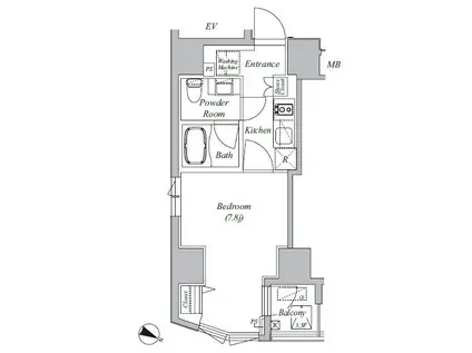 カーサスプレンディッド・ラ・プリュス元赤坂(1K/4階)の間取り写真
