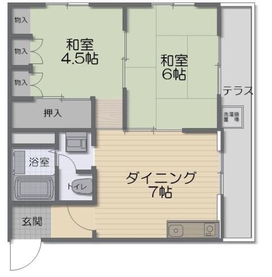 サンハイツ江坂(2DK/1階)の間取り写真