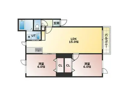 フォレストN(2LDK/1階)の間取り写真