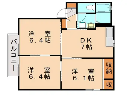 ヴィラ・サンロイヤル(3DK/2階)の間取り写真