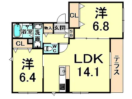 SIERRACOURT(2LDK/1階)の間取り写真