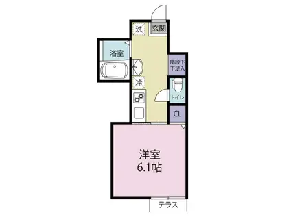 GREEN TIES 上井草 E-(1K/1階)の間取り写真