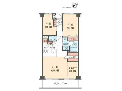 メゾンピアⅢ(2LDK/4階)の間取り写真