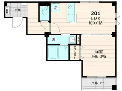 ケイハウス(1LDK/2階)の間取り写真