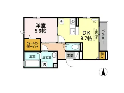 グリーングラスⅡ(1LDK/2階)の間取り写真