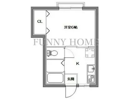 ハイツ角田(1K/2階)の間取り写真