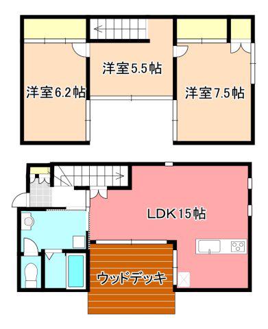 エクリュ光岡B棟(3LDK/1階)の間取り写真