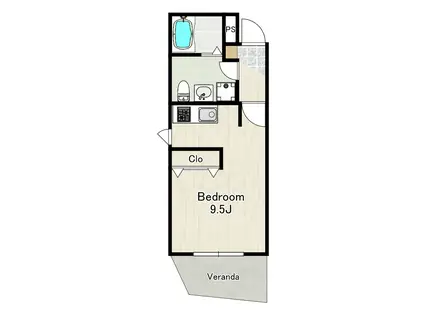 アパルトマン・クリビア(ワンルーム/1階)の間取り写真