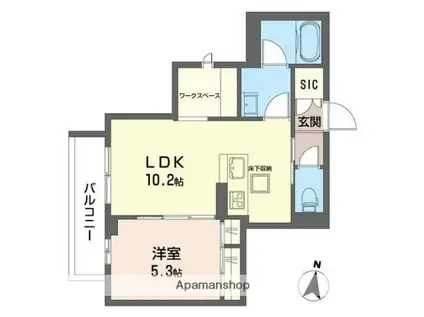 ブリッランテ八千代台(1LDK/1階)の間取り写真