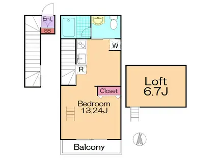 グランベルクII(1K/2階)の間取り写真
