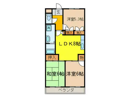 スパローハイツ(3LDK/2階)の間取り写真