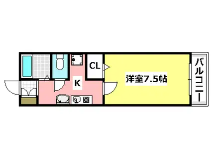 ラフィーネ筒井(1K/2階)の間取り写真