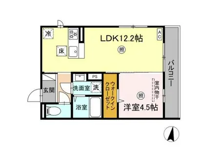 サニーサイド幸町1(1LDK/1階)の間取り写真