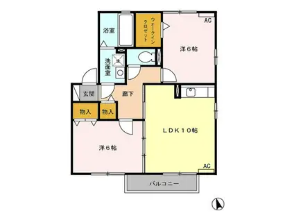 カトル・セゾン(2LDK/2階)の間取り写真