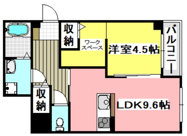 ブランキューブ南摂津(1LDK/1階)の間取り写真